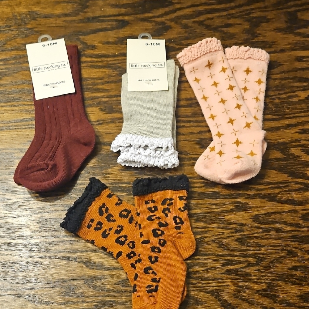 Kids Socks Set - Pink, Orange, Burgundy